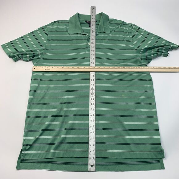 Brooks Brothers Polo Shirt Mens L Large Green Striped Performance Knit Cotton * - Picture 6 of 10